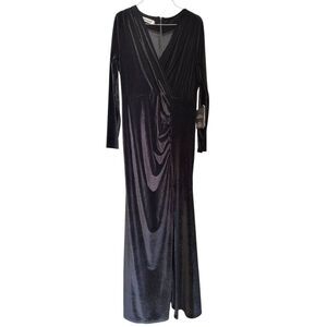 Babalet Formal Maternity Dress Long Sleeve Maxi Velvet Dresses Women Black XL